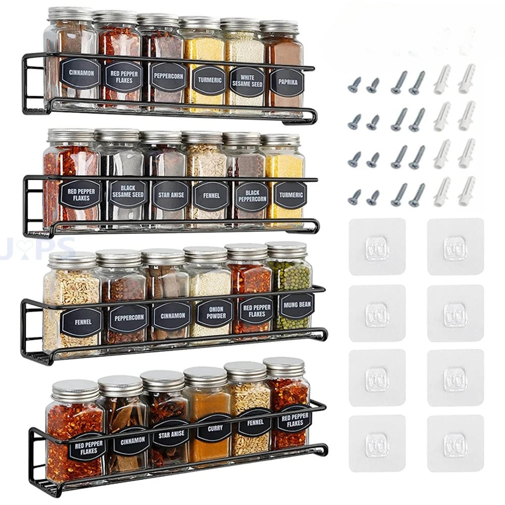 Wall Mounted Spice Rack, Metal Seasoning Storage Organizer, Space Saving Kitchen Cabinet Door Jar Holder
Wall Mounted Spice Rack, Metal Seasoning Storage Organizer, Space Saving Kitchen Cabinet Door Jar Holder