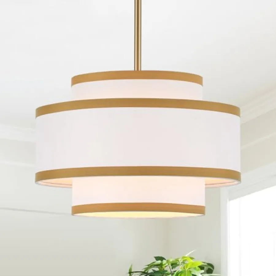 12.3" Small Chandelier Light Fixture, Gold Drum Pendant Light with White Linen Lampshade 1-Light Mini Modern Farmhouse Chandeli
12.3" Small Chandelier Light Fixture, Gold Drum Pendant Light with White Linen Lampshade 1-Light Mini Modern Farmhouse Chandeli