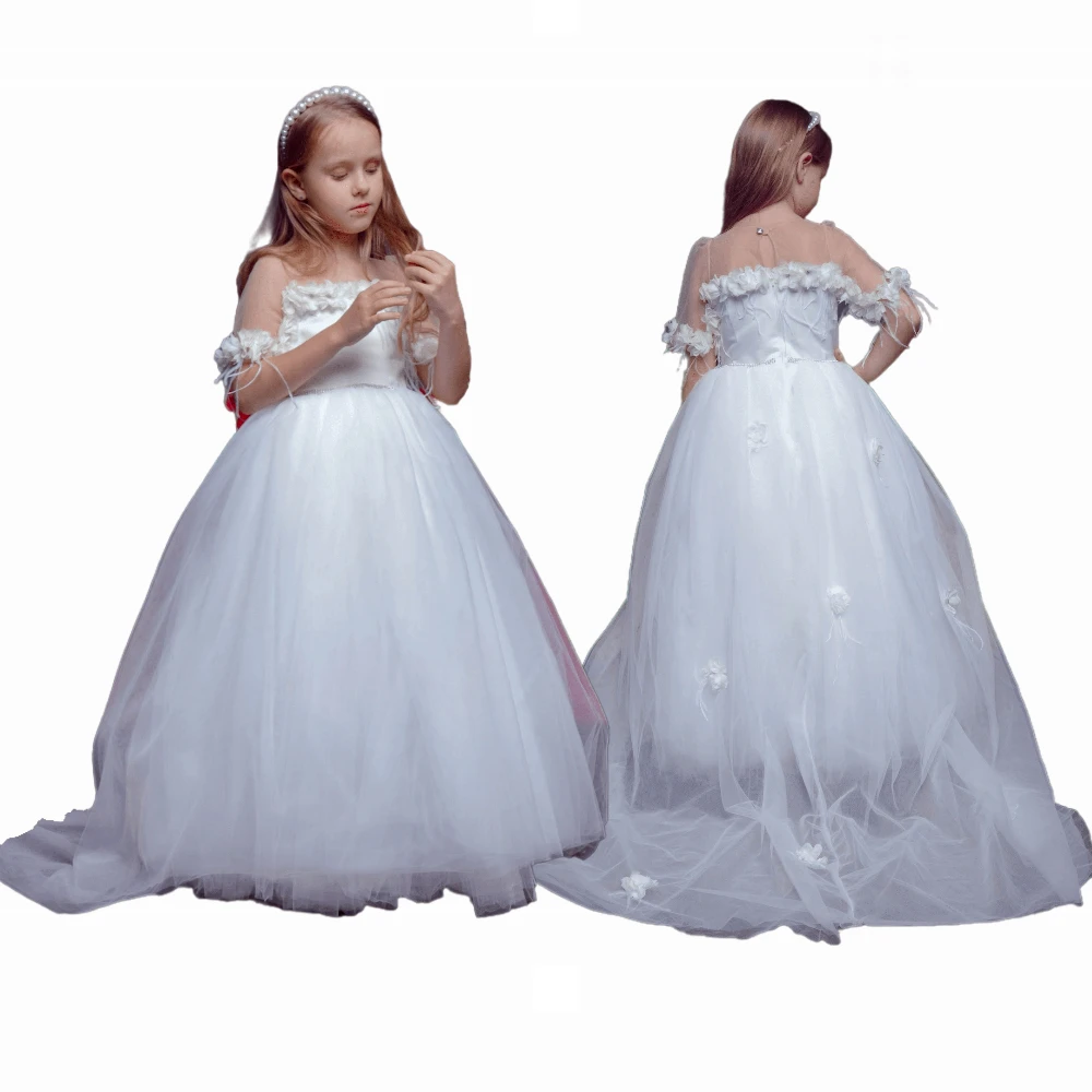 Elegant Flower Girl Dress Wedding Dresses Fluffy Tulle Gorgeous White Luxury Party gown For Girls Kids Birthday Evening Gowns
Elegant Flower Girl Dress Wedding Dresses Fluffy Tulle Gorgeous White Luxury Party gown For Girls Kids Birthday Evening Gowns
