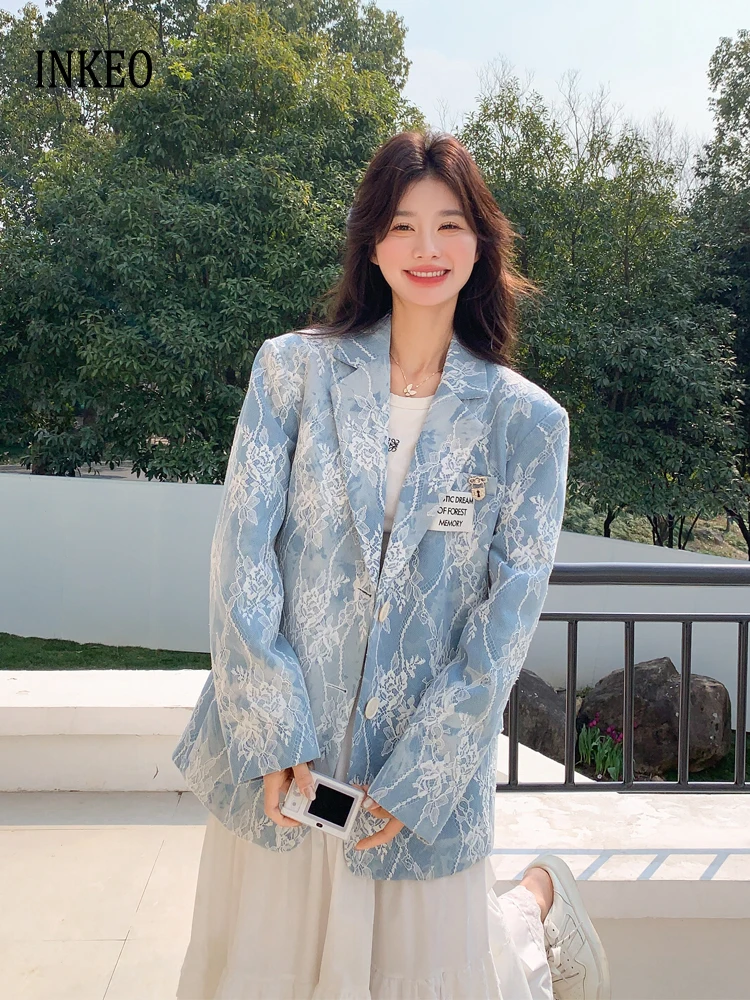 Luxury Lace Denim Blazer for women 2025 Autumn Stylish Single breasted jacket Oversize High quality Ladies outwear INKEO 5O061
Luxury Lace Denim Blazer for women 2025 Autumn Stylish Single breasted jacket Oversize High quality Ladies outwear INKEO 5O061