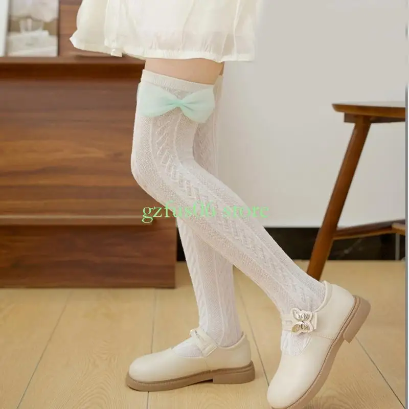 D5QF Girls Stretchy Knee Length Socks Breathable Mesh Fabric Stockings Adorned with Ruffled Bowknot for 3-13 Year Olds
D5QF Girls Stretchy Knee Length Socks Breathable Mesh Fabric Stockings Adorned with Ruffled Bowknot for 3-13 Year Olds