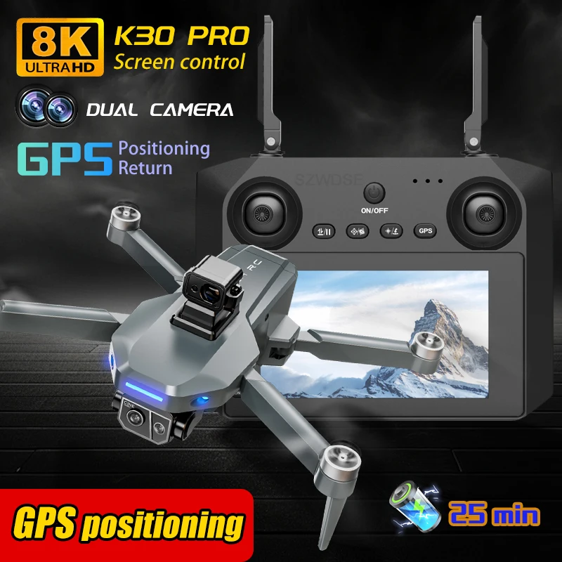 K30 Drone Screen LCD RC Control GPS Drone Automatic Return Dual Camera Optical Flow 8K HD Aerial Photography Quadcopter Toy
K30 Drone Screen LCD RC Control GPS Drone Automatic Return Dual Camera Optical Flow 8K HD Aerial Photography Quadcopter Toy