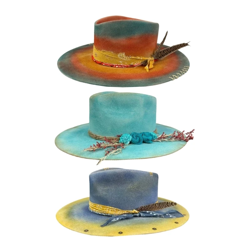Y1UB Homburg Top Hat with Exotic Ribbon Victorian Age Wool Top Hat Classical Rancher Hat for Boy Men Adults Wool
Y1UB Homburg Top Hat with Exotic Ribbon Victorian Age Wool Top Hat Classical Rancher Hat for Boy Men Adults Wool