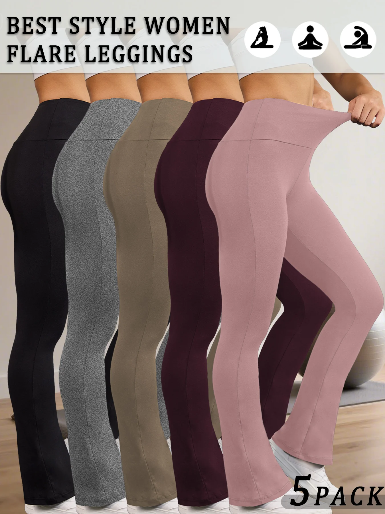 5 Pack Women's Super Soft Flare Pants High Waisted Tummy Control Workout Yoga Push Up Gym Fitness Leggings Bell Bottoms
5 Pack Women's Super Soft Flare Pants High Waisted Tummy Control Workout Yoga Push Up Gym Fitness Leggings Bell Bottoms