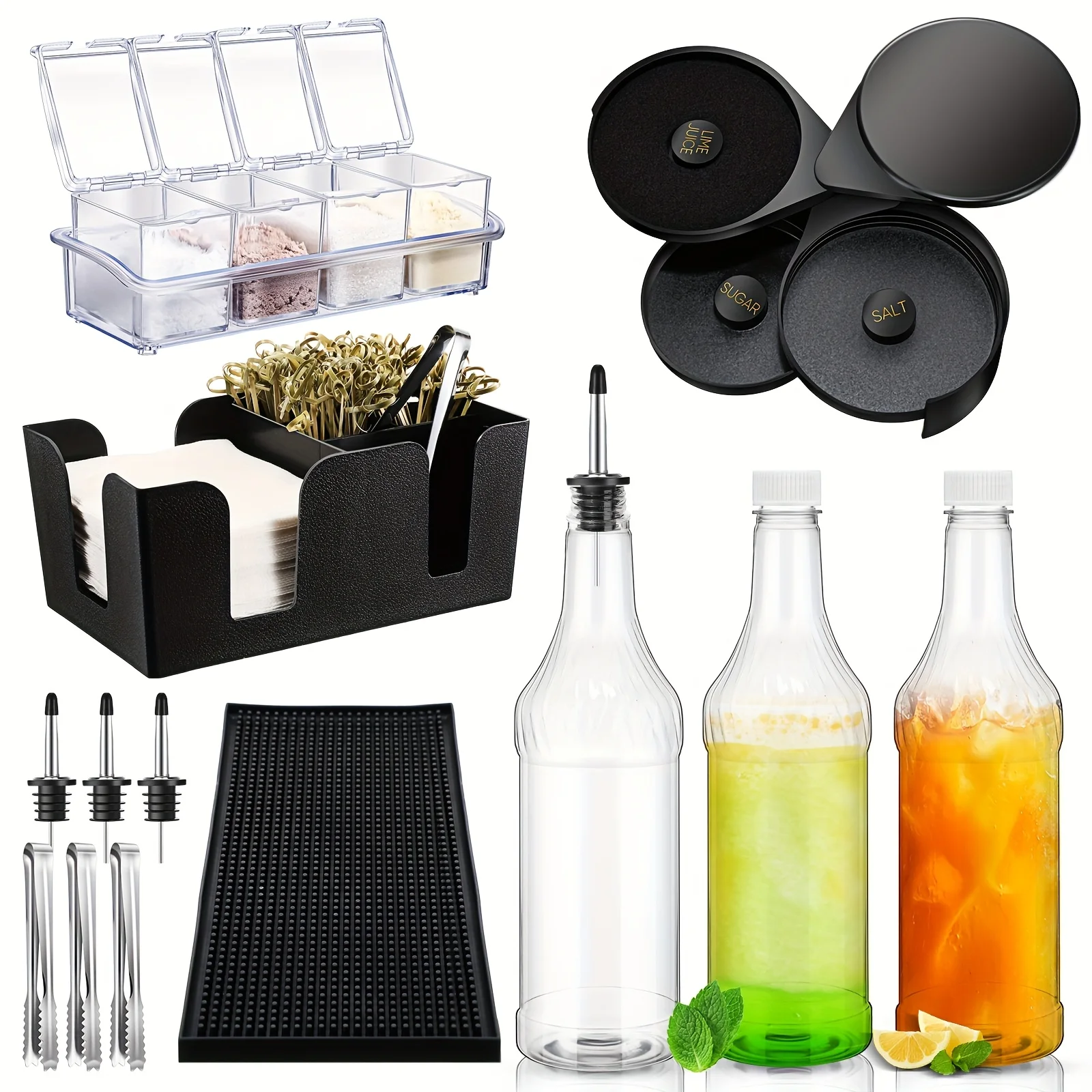 15pcs for Bar Caddy Additions 32Oz Plastic Long Neck Bottles with Speed Pourers Spouts Caps for Bar Glass Rimmer Tray Plastic for Bar Caddy Organizer Additions Store And Pour Organizer for Bar
15pcs for Bar Caddy Additions 32Oz Plastic Long Neck Bottles with Speed Pourers Spouts Caps for Bar Glass Rimmer Tray Plastic for Bar Caddy Organizer Additions Store And Pour Organizer for Bar