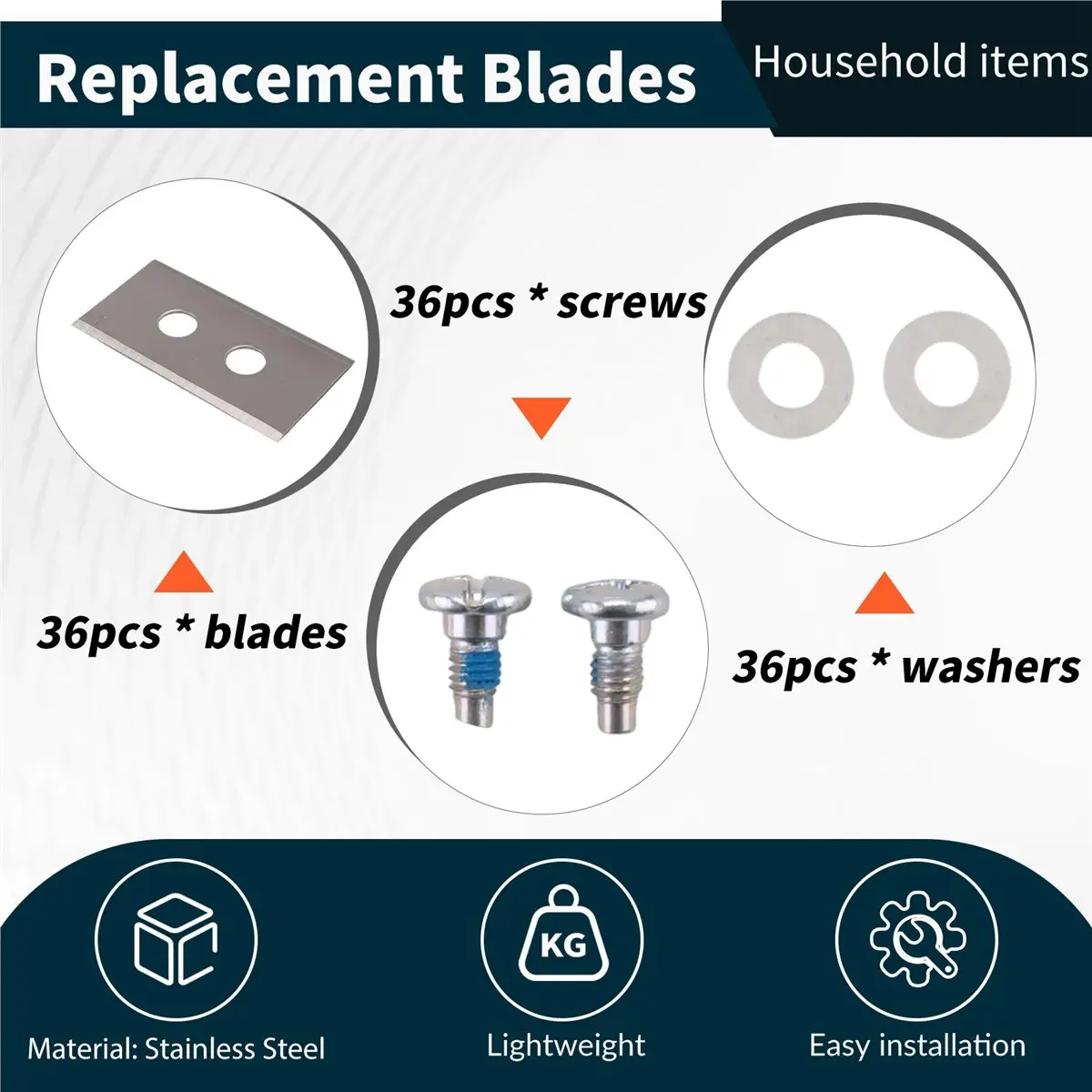 A74U 36Pcs Replacement Blades with Washers Screws for Luba & Yuka All Series, Replacement Robotic Lawnmower Blades
A74U 36Pcs Replacement Blades with Washers Screws for Luba & Yuka All Series, Replacement Robotic Lawnmower Blades
