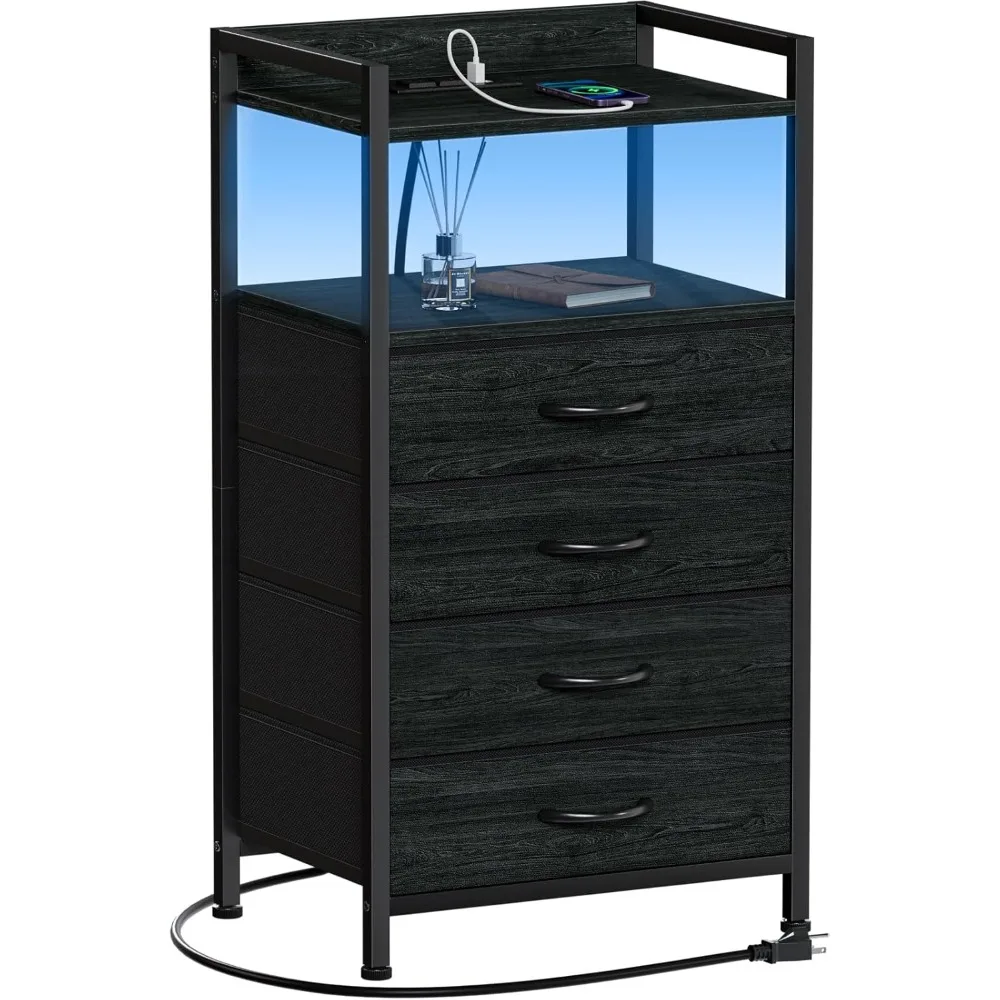Night Stand with Charging Station, Black Nightstand with Drawers and Led Light, Tall Dresser for Bedroom, Bedside Table
Night Stand with Charging Station, Black Nightstand with Drawers and Led Light, Tall Dresser for Bedroom, Bedside Table