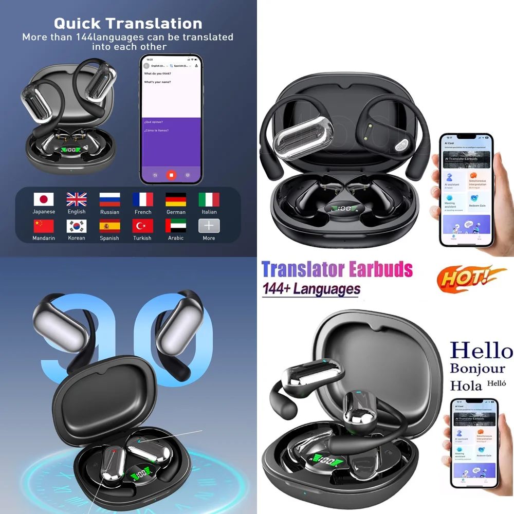 Clear Calls OWS AI Language Translation Wireless Earphone for iPhone with 144 Online Languages Real Time Earbuds for Travel
Clear Calls OWS AI Language Translation Wireless Earphone for iPhone with 144 Online Languages Real Time Earbuds for Travel