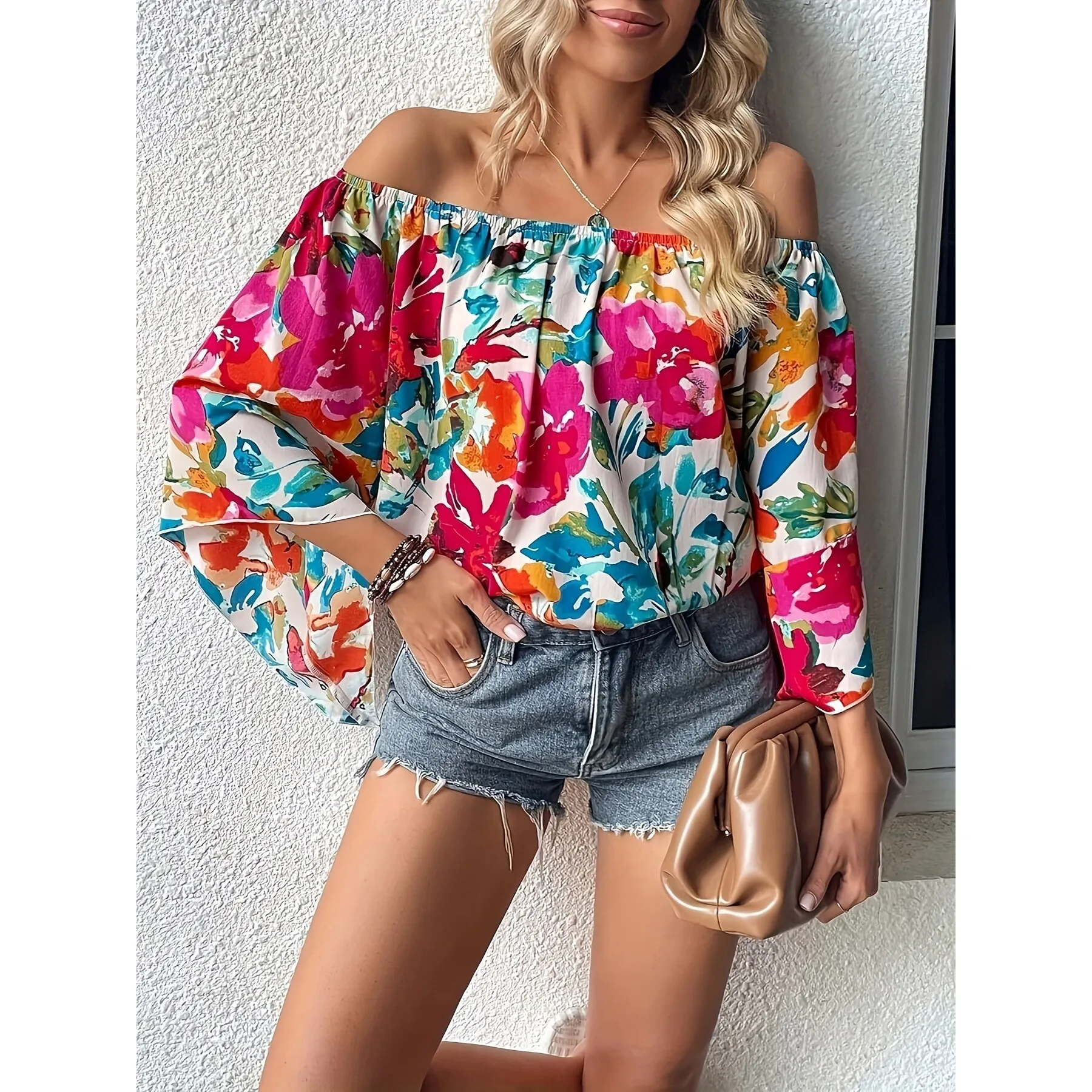 off Shoulder Floral Blouse J 76291 One Shoulder Top Women's Shirt Princess Sleeve Loose Fit Not Easy to Deform Spring 2026
off Shoulder Floral Blouse J 76291 One Shoulder Top Women's Shirt Princess Sleeve Loose Fit Not Easy to Deform Spring 2026