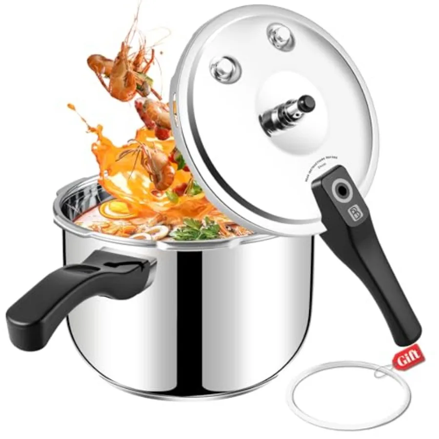 Stainless Steel Pressure Cooker 6.34 Quart Heavy-Duty Food-Grade All Stovetop and Induction Compatible with Multi-Safety Lock S
Stainless Steel Pressure Cooker 6.34 Quart Heavy-Duty Food-Grade All Stovetop and Induction Compatible with Multi-Safety Lock S