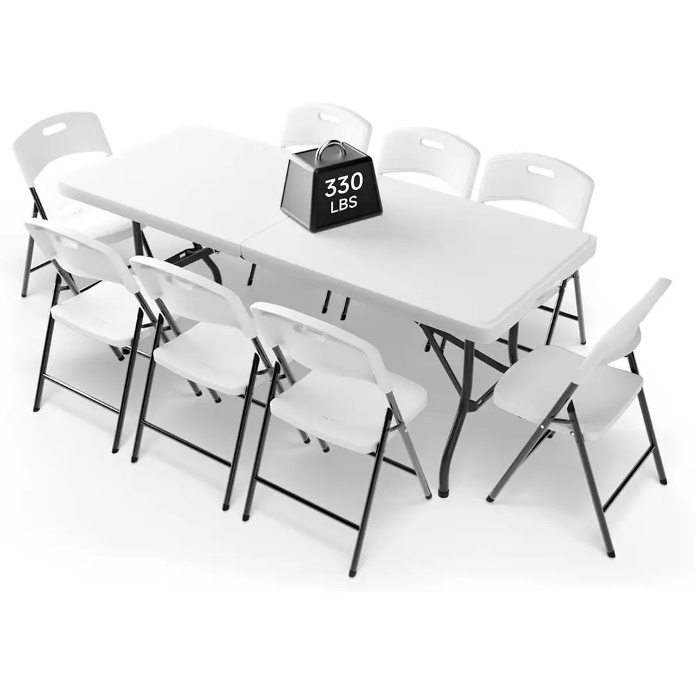 Portable 6-Piece Dining Set with 8 Chairs, Durable for 330 lbs Table and 600 lbs Chairs, Ideal for Camping, Parties, Indoor & Ou
Portable 6-Piece Dining Set with 8 Chairs, Durable for 330 lbs Table and 600 lbs Chairs, Ideal for Camping, Parties, Indoor & Ou