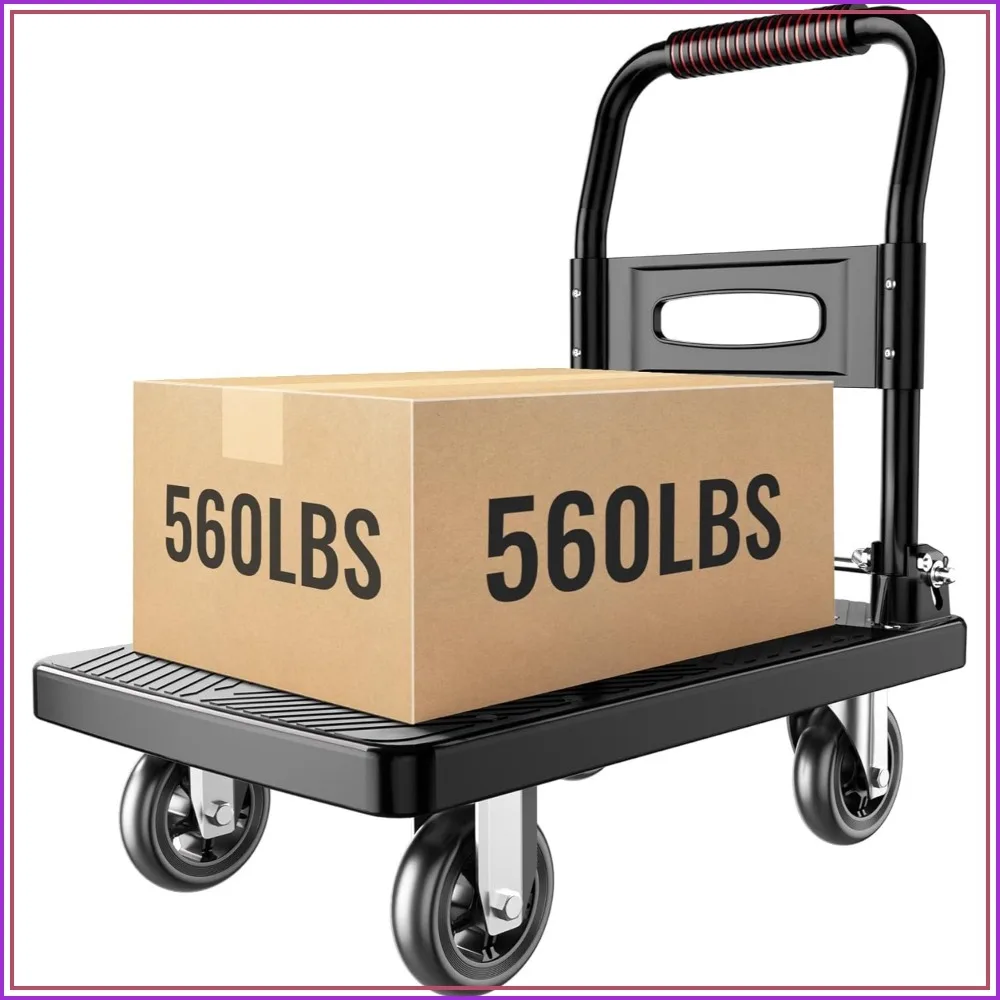 Foldable Push Cart Platform, Moving Hand Truck, 360° Swivel Silent Wheels, 560 lbs Capacity
Foldable Push Cart Platform, Moving Hand Truck, 360° Swivel Silent Wheels, 560 lbs Capacity
