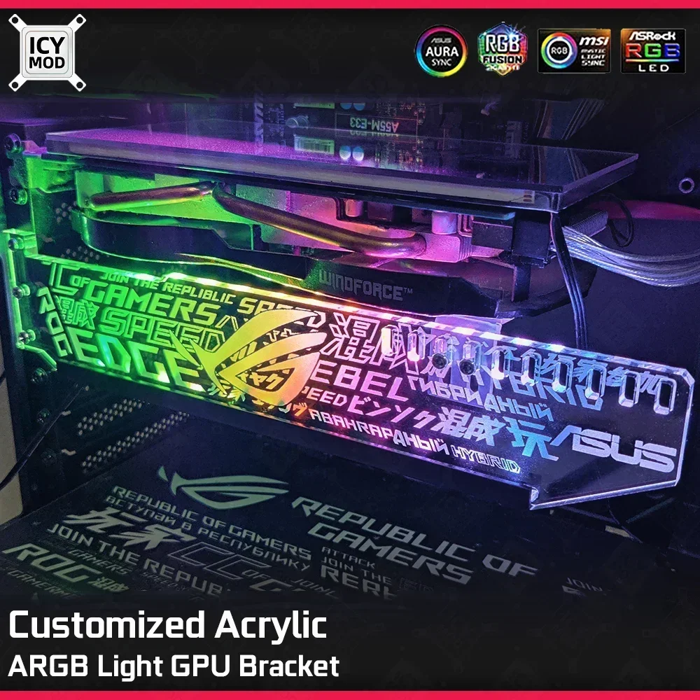 Customized VGA Bracket ARGB Light 28cm Custom Acrylic Horizontal Support 5v3 Pin/12v4pin Anti Bending AURA SYNC PC MOD
Customized VGA Bracket ARGB Light 28cm Custom Acrylic Horizontal Support 5v3 Pin/12v4pin Anti Bending AURA SYNC PC MOD