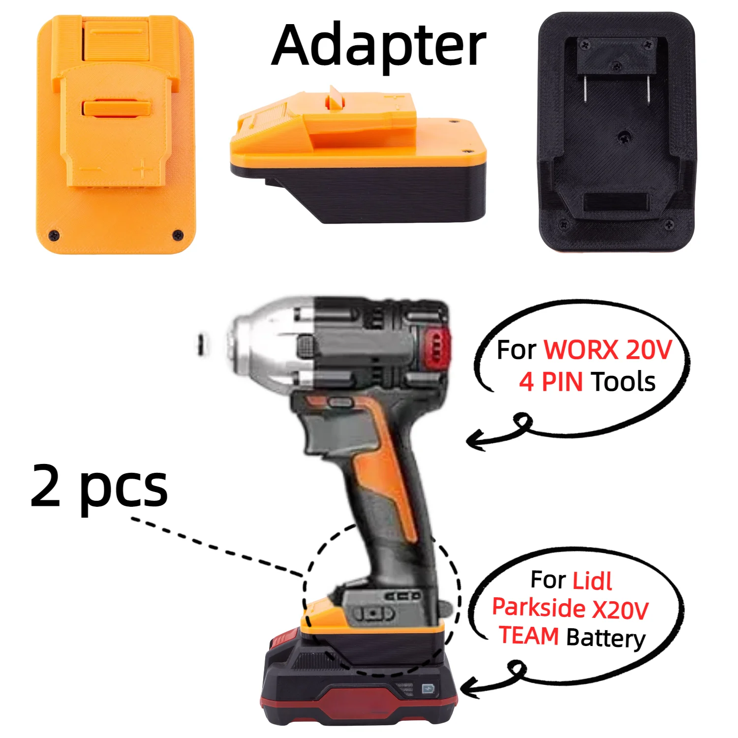 2 Pcs Battery Adapter for Lidl Parkside X20V TEAM Li-ion Battery TO WORX 20V 4 PIN Cordless Tool Accessory(Only Adapter)
2 Pcs Battery Adapter for Lidl Parkside X20V TEAM Li-ion Battery TO WORX 20V 4 PIN Cordless Tool Accessory(Only Adapter)