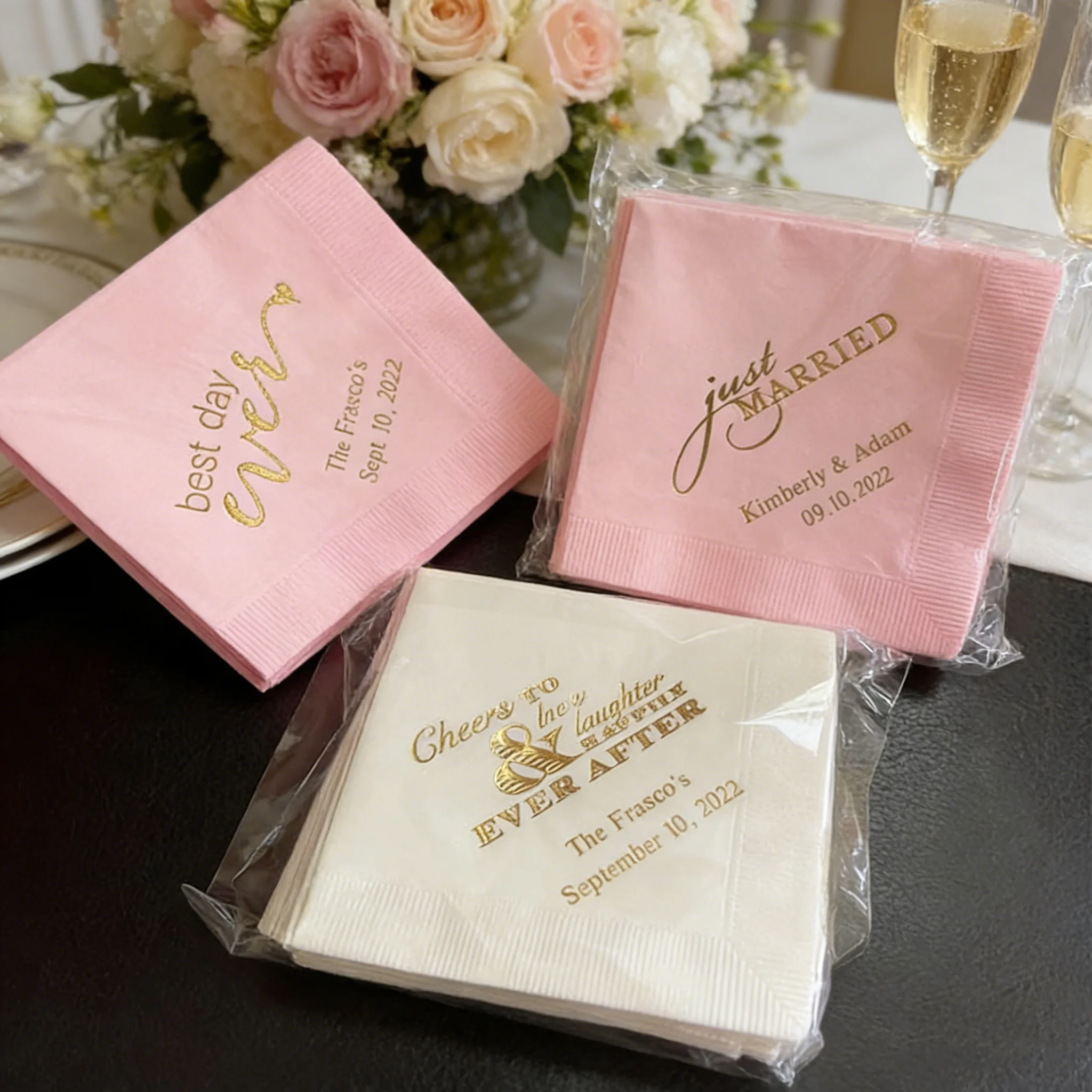 50pcs Custom Wedding Cocktail Napkins Cheers to Love Laughter & Happily Ever After, Personalized Engagement Party Supplies
50pcs Custom Wedding Cocktail Napkins Cheers to Love Laughter & Happily Ever After, Personalized Engagement Party Supplies