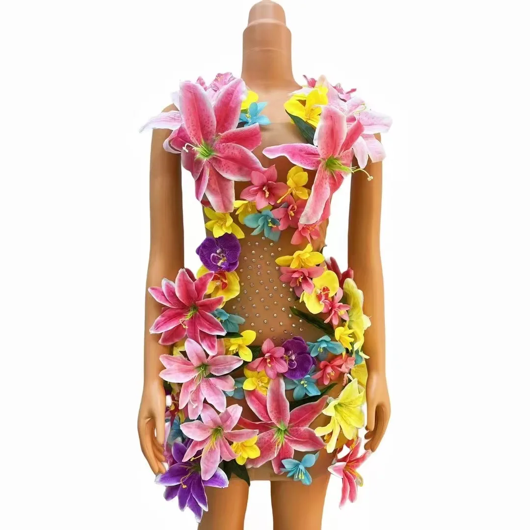 Sexy Flowers Crystals Mesh Dress TransparentWomen Party Prom Birthday Celebrate FloralDress Nightclub Singer Stage Costumes
Sexy Flowers Crystals Mesh Dress TransparentWomen Party Prom Birthday Celebrate FloralDress Nightclub Singer Stage Costumes