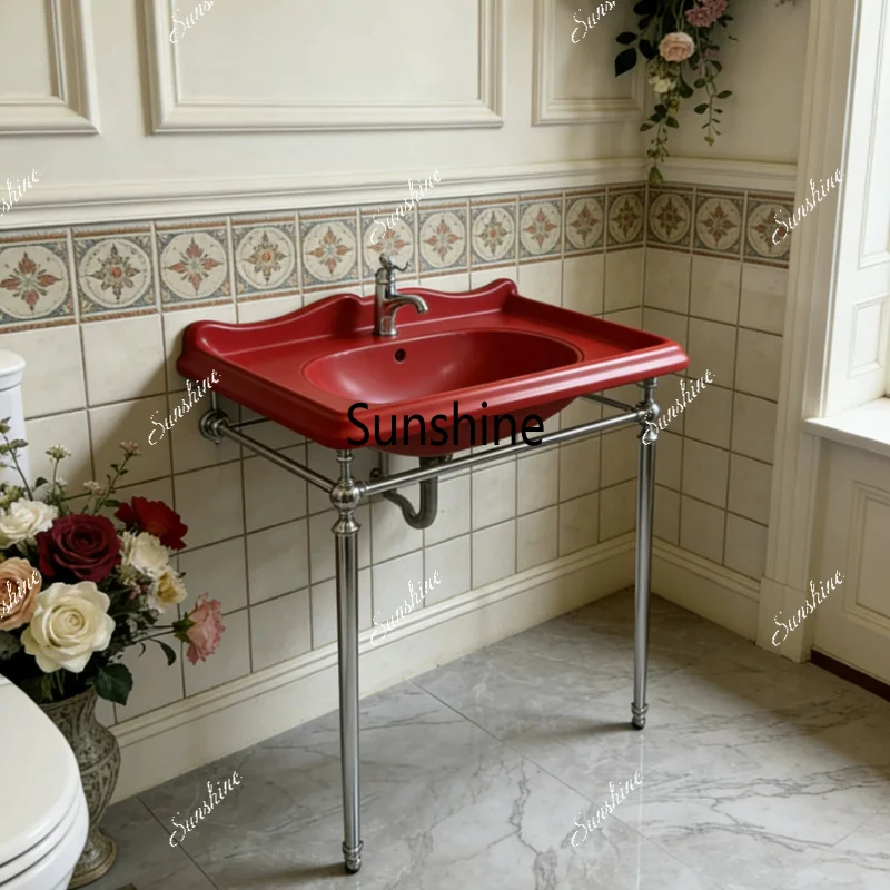European retro ceramic basin black splash-proof edge design metal bracket
European retro ceramic basin black splash-proof edge design metal bracket