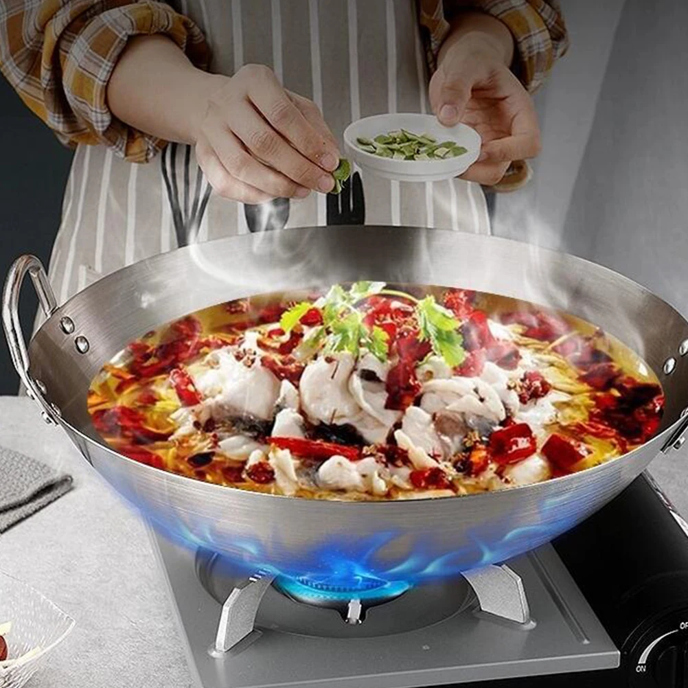 Double Ear Wok 32cm Stainless Steel Frying Pan Cookware Smooth Edge Ideal Meat Vegetable Cooking Practical Kitchen 
Double Ear Wok 32cm Stainless Steel Frying Pan Cookware Smooth Edge Ideal Meat Vegetable Cooking Practical Kitchen