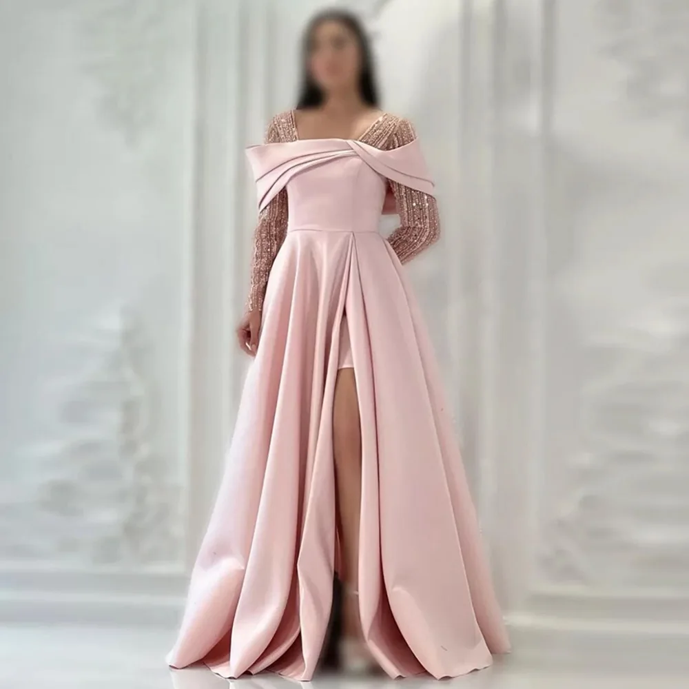 Customized Elegant Long Sleeves Satin Evening Dress Long Beaded Party Occasion Gowns Fashion A-Line Square Collar Prom Dresses
Customized Elegant Long Sleeves Satin Evening Dress Long Beaded Party Occasion Gowns Fashion A-Line Square Collar Prom Dresses