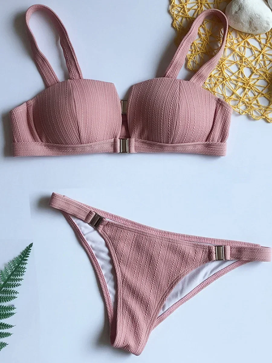 Brazilian Push Up Bikini Women Buckle Swimsuit Female Ribbed Swimwear Two-pieces Bikini set with Bra Cup Bathing Suit Swim Lady
Brazilian Push Up Bikini Women Buckle Swimsuit Female Ribbed Swimwear Two-pieces Bikini set with Bra Cup Bathing Suit Swim Lady