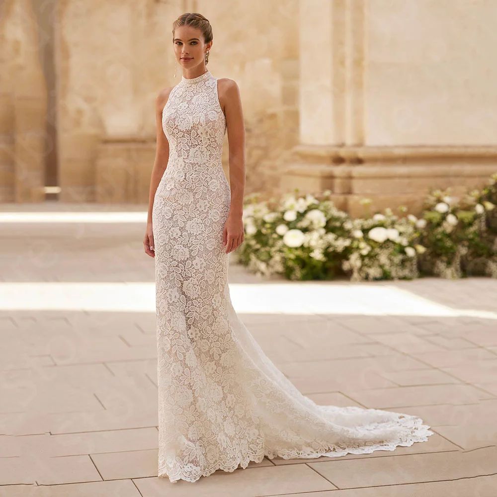 Customized Exquisite Wedding Dresses Lace Mermaid Bridal Gowns High Neck Sleeveless Bride Dresses Back Out Wedding Gowns 2025
Customized Exquisite Wedding Dresses Lace Mermaid Bridal Gowns High Neck Sleeveless Bride Dresses Back Out Wedding Gowns 2025