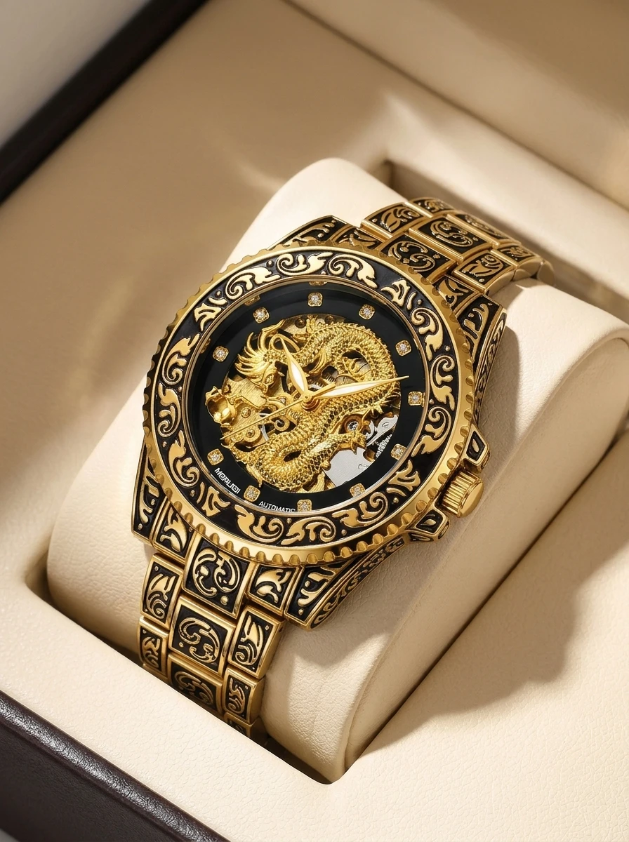 1pc Chinese Style 3D Dragon Mechanical Watch for Men,and Dominant Wristwatch,and Personalized Style
1pc Chinese Style 3D Dragon Mechanical Watch for Men,and Dominant Wristwatch,and Personalized Style