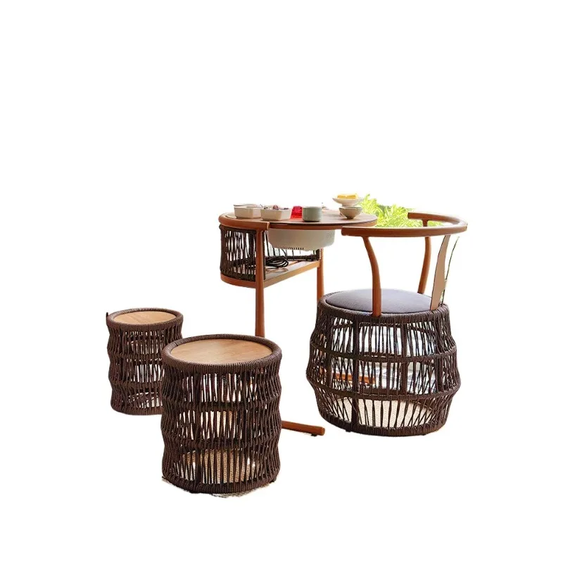 Tea table Balcony barbecue small tea table, small table and chair combination
Tea table Balcony barbecue small tea table, small table and chair combination