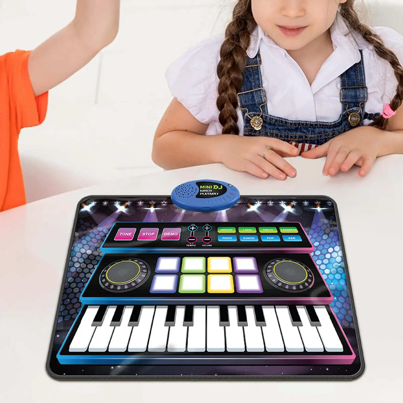 DJ Set for Kids DJ Controller with 2 Turntables Piano Keyboard Mat Baby Musical Mat for Preschool Girls Boys Birthday Gift
DJ Set for Kids DJ Controller with 2 Turntables Piano Keyboard Mat Baby Musical Mat for Preschool Girls Boys Birthday Gift
