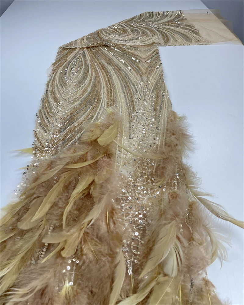 African Lace Fabric High Quality Sequins Mesh Lace with Luxury Beads 3D Feather Embroidery Tulle for Sewing Accessories
African Lace Fabric High Quality Sequins Mesh Lace with Luxury Beads 3D Feather Embroidery Tulle for Sewing Accessories