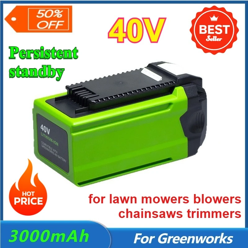 40V Battery 3000mAh for Greenworks G-MAX Lithium-ion Battery Suitable for Lawn Mowers Blowers Chainsaws Trimmers
40V Battery 3000mAh for Greenworks G-MAX Lithium-ion Battery Suitable for Lawn Mowers Blowers Chainsaws Trimmers