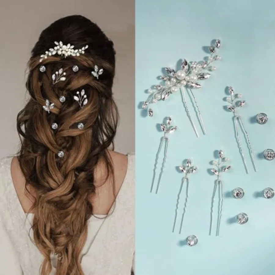 11 Pieces Wedding Hair Accessories Pearl Crystal Bridal Hair Pins HairPieces for Brides Vintage Decorations for Bride Bridesmai
11 Pieces Wedding Hair Accessories Pearl Crystal Bridal Hair Pins HairPieces for Brides Vintage Decorations for Bride Bridesmai
