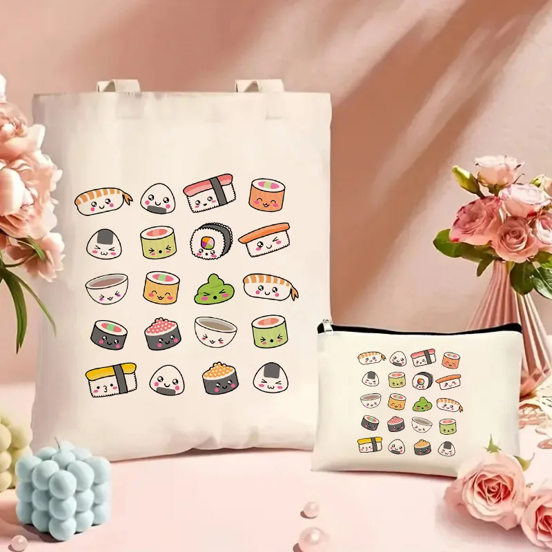 Набор белых сумок-тоут с принтом суши, косметичка, женские сумки, вместительные холщовые сумки-шопперы для покупок и хранения продуктов
Набор белых сумок-тоут с принтом суши, косметичка, женские сумки, вместительные холщовые сумки-шопперы для покупок и хранения продуктов