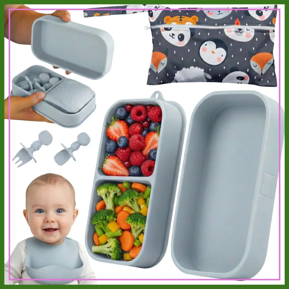 Portable 6-Piece Silicone Feeding Set with Suction Plates, Spoons & Foldable Bib for Travel
Portable 6-Piece Silicone Feeding Set with Suction Plates, Spoons & Foldable Bib for Travel