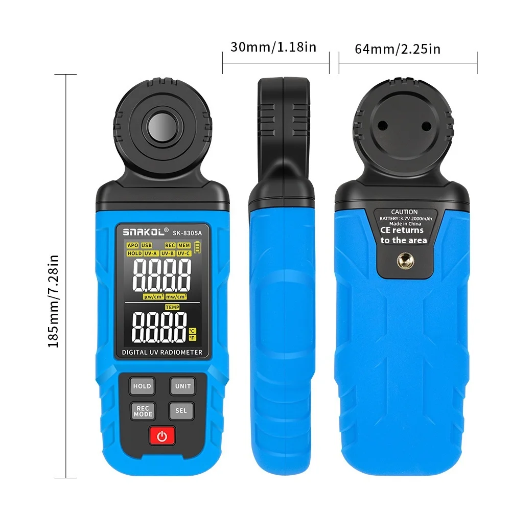 High Precision UV Radiation Sterilization Lamp Illuminance Meter for Test Instrument for UVA/UVB/UVC Sunlight Measurement
High Precision UV Radiation Sterilization Lamp Illuminance Meter for Test Instrument for UVA/UVB/UVC Sunlight Measurement