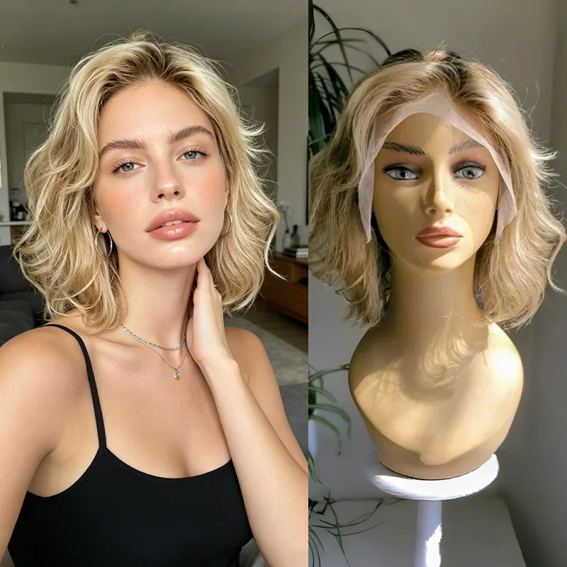 Synthetic Lace Front Wig Short Wavy Bob Wig for Women Blonde Highlights Glueless HD 13X4 Lace Front Wig Pre Plucked Middle Part
Synthetic Lace Front Wig Short Wavy Bob Wig for Women Blonde Highlights Glueless HD 13X4 Lace Front Wig Pre Plucked Middle Part