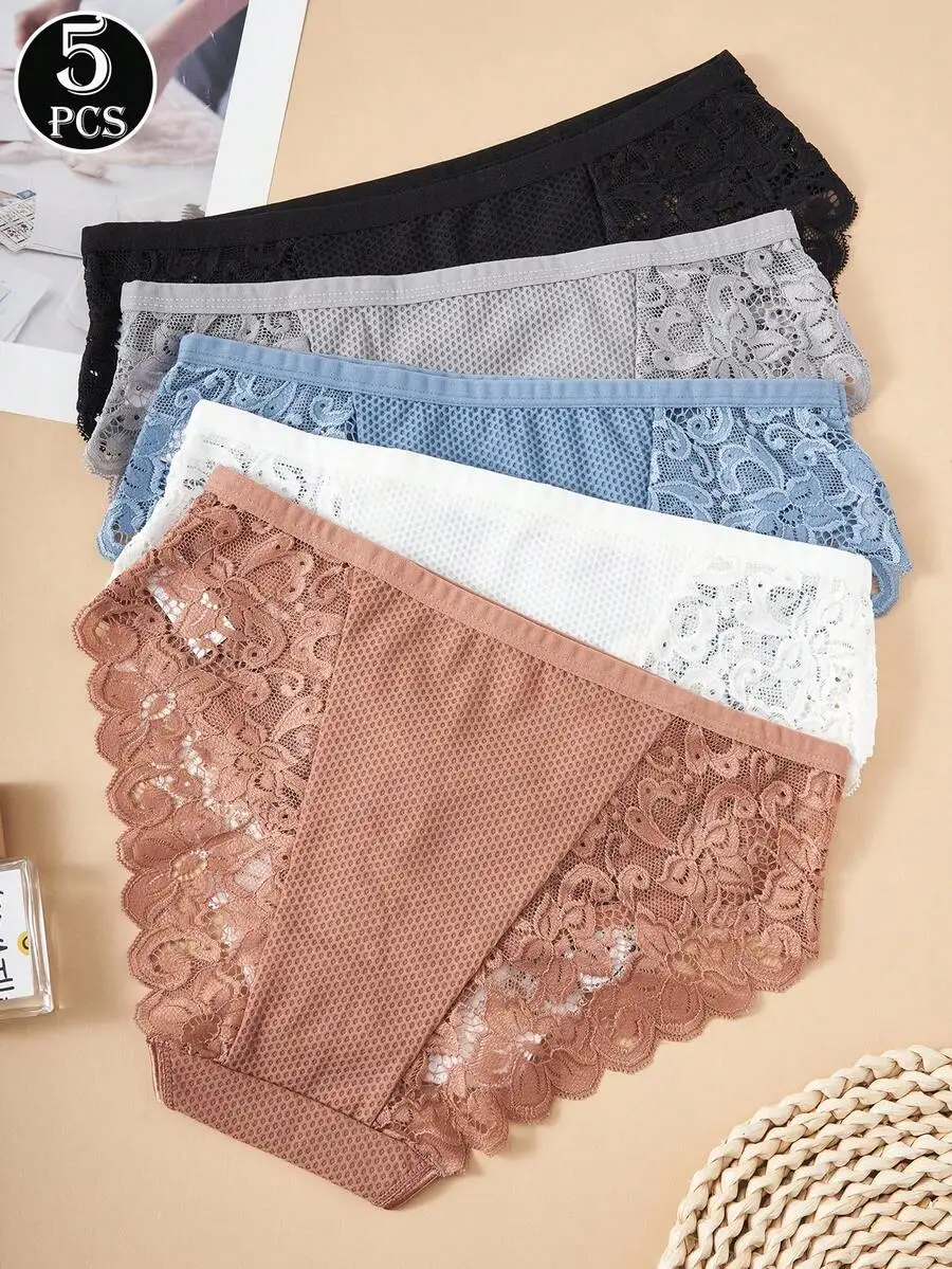 5 Pcs Women Lace Spliced Briefs Comfortable Underwear
5 Pcs Women Lace Spliced Briefs Comfortable Underwear
