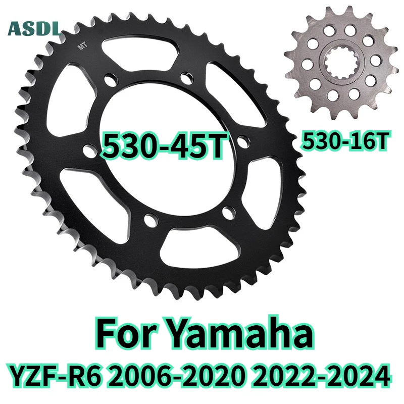 530 45T 16T Motorcycle Front Rear Sprocket For Yamaha Gear Wheel YZF-R6 YZFR6 YZF R6 2006-2020 2022-2024 YZF-R650th 2012 2016
530 45T 16T Motorcycle Front Rear Sprocket For Yamaha Gear Wheel YZF-R6 YZFR6 YZF R6 2006-2020 2022-2024 YZF-R650th 2012 2016