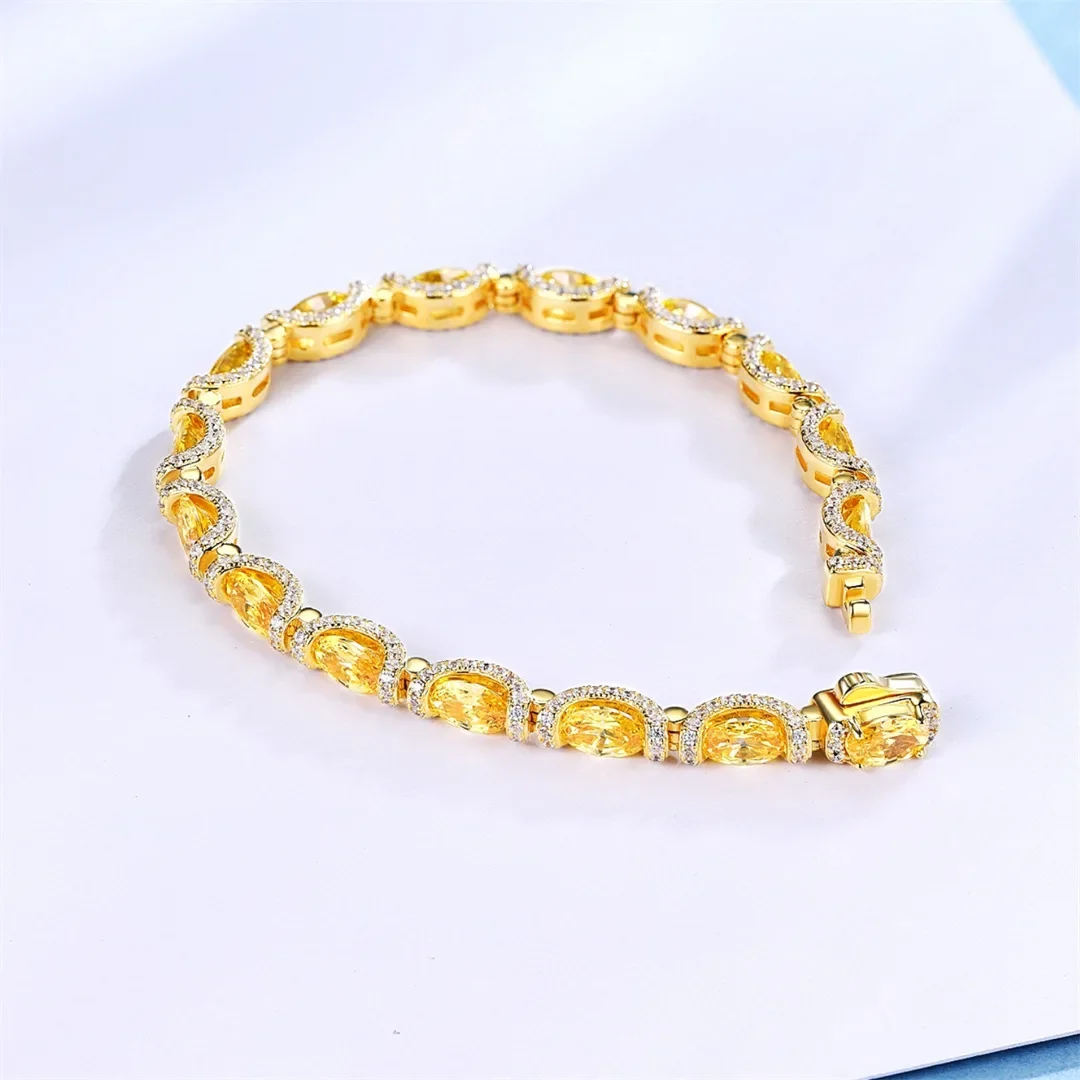 Colored Treasure Bracelet S925 Silver Egg-shaped Cut Yellow Diamond Full Circle Diamond Jewelry
Colored Treasure Bracelet S925 Silver Egg-shaped Cut Yellow Diamond Full Circle Diamond Jewelry