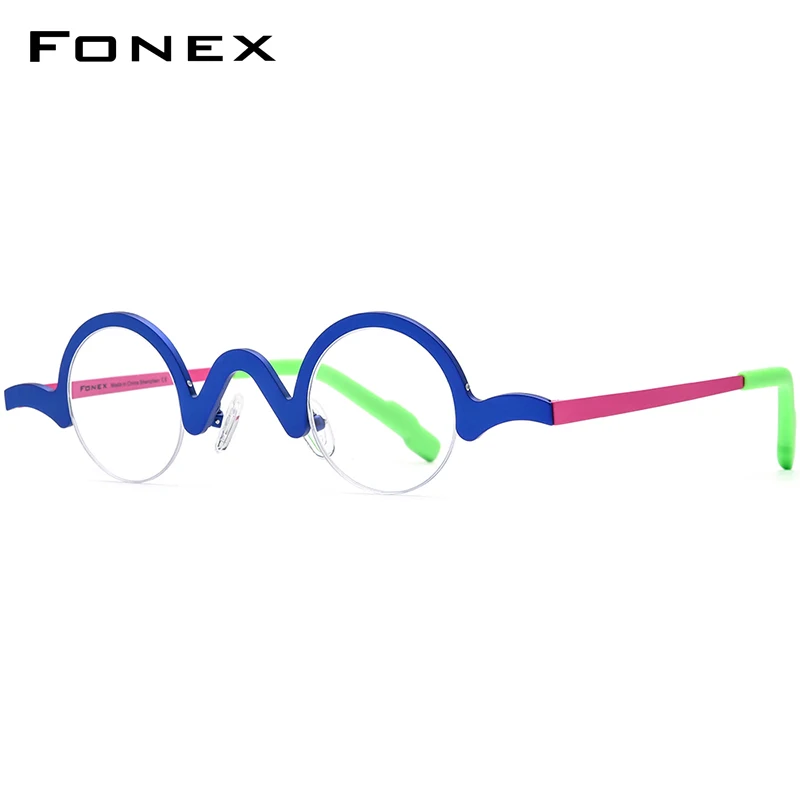 FONEX Pure Titanium Eyeglasses Women Brand Design Retro Vintage Small Round Glasses Frame Men Semi-Rimless Half Eyewear 85810
FONEX Pure Titanium Eyeglasses Women Brand Design Retro Vintage Small Round Glasses Frame Men Semi-Rimless Half Eyewear 85810