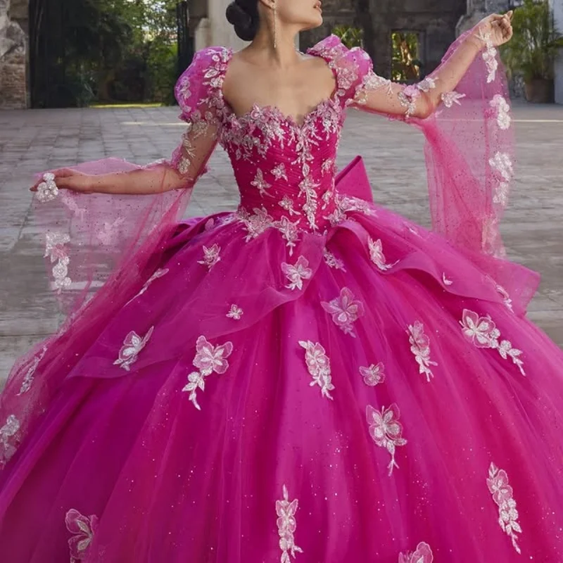 Rose Pink Quinceanera Dress Lace crystal off-shoulder Sequins Butterfly Decal Bow vestidos de 15 Quinceanera Customized
Rose Pink Quinceanera Dress Lace crystal off-shoulder Sequins Butterfly Decal Bow vestidos de 15 Quinceanera Customized