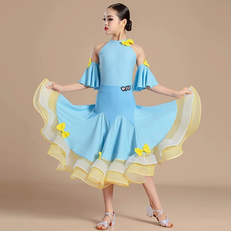 Blue Kids Girls Waltz Tango Ballroom Dancewear Professional Sleeveless Jumpsuit Large Fishbone Skirts Modern Dancing Costumes
Blue Kids Girls Waltz Tango Ballroom Dancewear Professional Sleeveless Jumpsuit Large Fishbone Skirts Modern Dancing Costumes