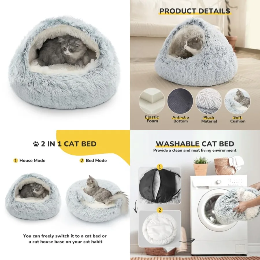 Cozy Cat Pod - Plush Hooded Cat Bed Cave, Self Warming, Removable Washable with Non-Slip Bottom
Cozy Cat Pod - Plush Hooded Cat Bed Cave, Self Warming, Removable Washable with Non-Slip Bottom