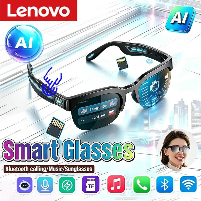 Lenovo HOT BT Audio Smart Glasses 150+ Language Real-Time Translation Bone-Conduction Music Glasses for Men Women Sports Running
Lenovo HOT BT Audio Smart Glasses 150+ Language Real-Time Translation Bone-Conduction Music Glasses for Men Women Sports Running