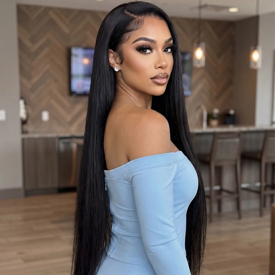 40 Inch Extra Long 250% Density Natural Black 13x4 HD Lace Frontal Bone Straight Silky Soft 13x6 Remy Human Hair Wigs Pre Plucked Hairline Invisible Bleached Knots Wear and Go 5x5 Glueless Closure Shiny Thick Ends
40 Inch Extra Long 250% Density Natural Black 13x4 HD Lace Frontal Bone Straight Silky Soft 13x6 Remy Human Hair Wigs Pre Plucked Hairline Invisible Bleached Knots Wear and Go 5x5 Glueless Closure Shiny Thick Ends