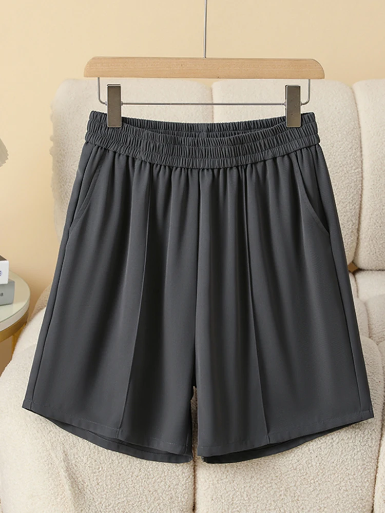 Женские шорты больших размеров с высокой эластичной резинкой на талии, широкие свободные брюки с карманами, лето 2025, новые корейские модные полушорты для женщин
Женские шорты больших размеров с высокой эластичной резинкой на талии, широкие свободные брюки с карманами, лето 2025, новые корейские модные полушорты для женщин