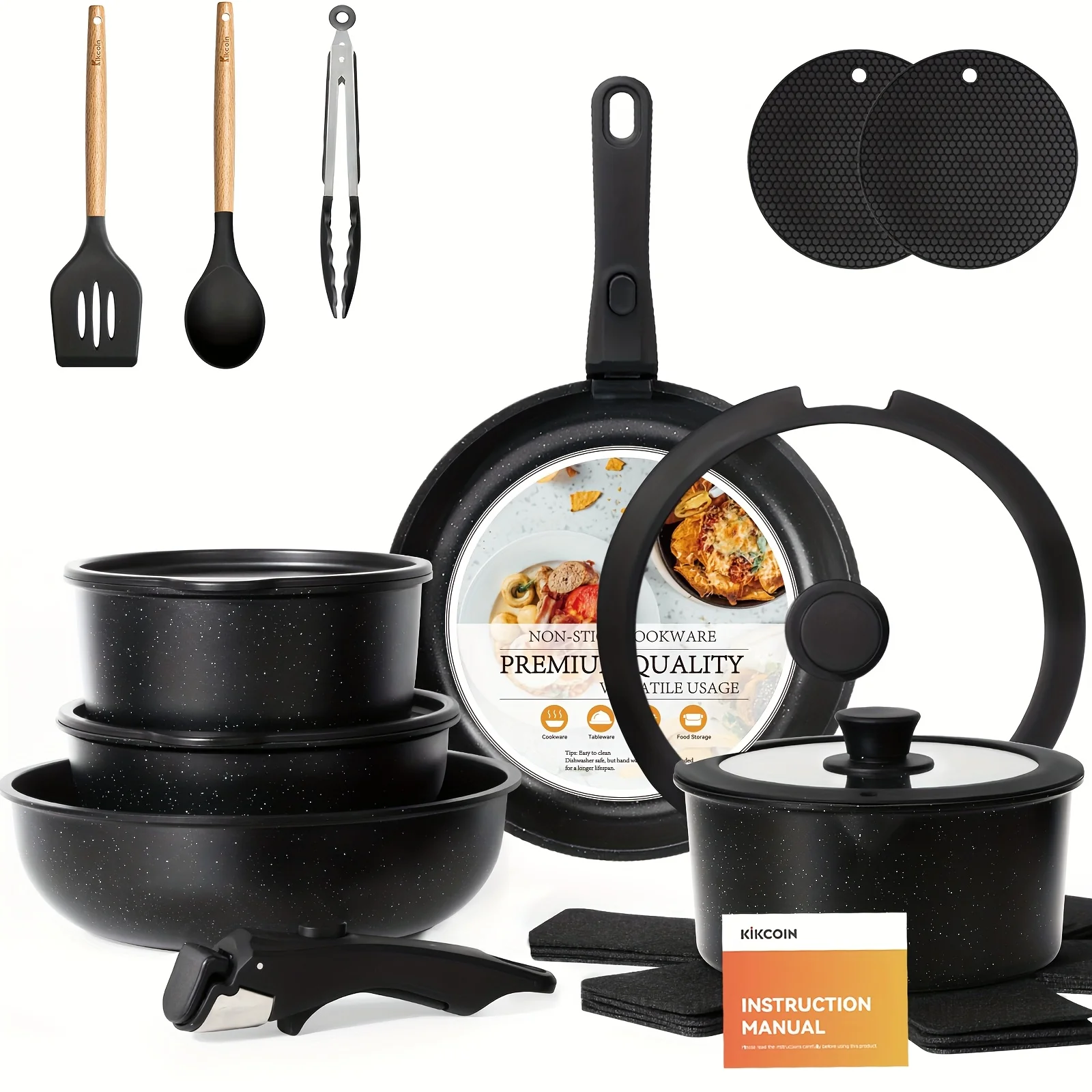22PCSDeluxe Non-Stick Cookware Set - Premium Kitchen Essentials with Removable Handles, Induction Safe, Dishwasher, Oven Safe, B
22PCSDeluxe Non-Stick Cookware Set - Premium Kitchen Essentials with Removable Handles, Induction Safe, Dishwasher, Oven Safe, B