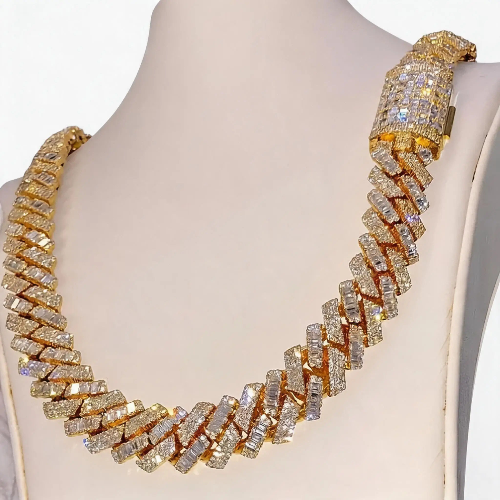 Men's Miami Cuban Link Chain Necklace 15mm Double Row Moissanite Stones 18K Gold Plated 16-30 Inch Heavy Duty
Men's Miami Cuban Link Chain Necklace 15mm Double Row Moissanite Stones 18K Gold Plated 16-30 Inch Heavy Duty