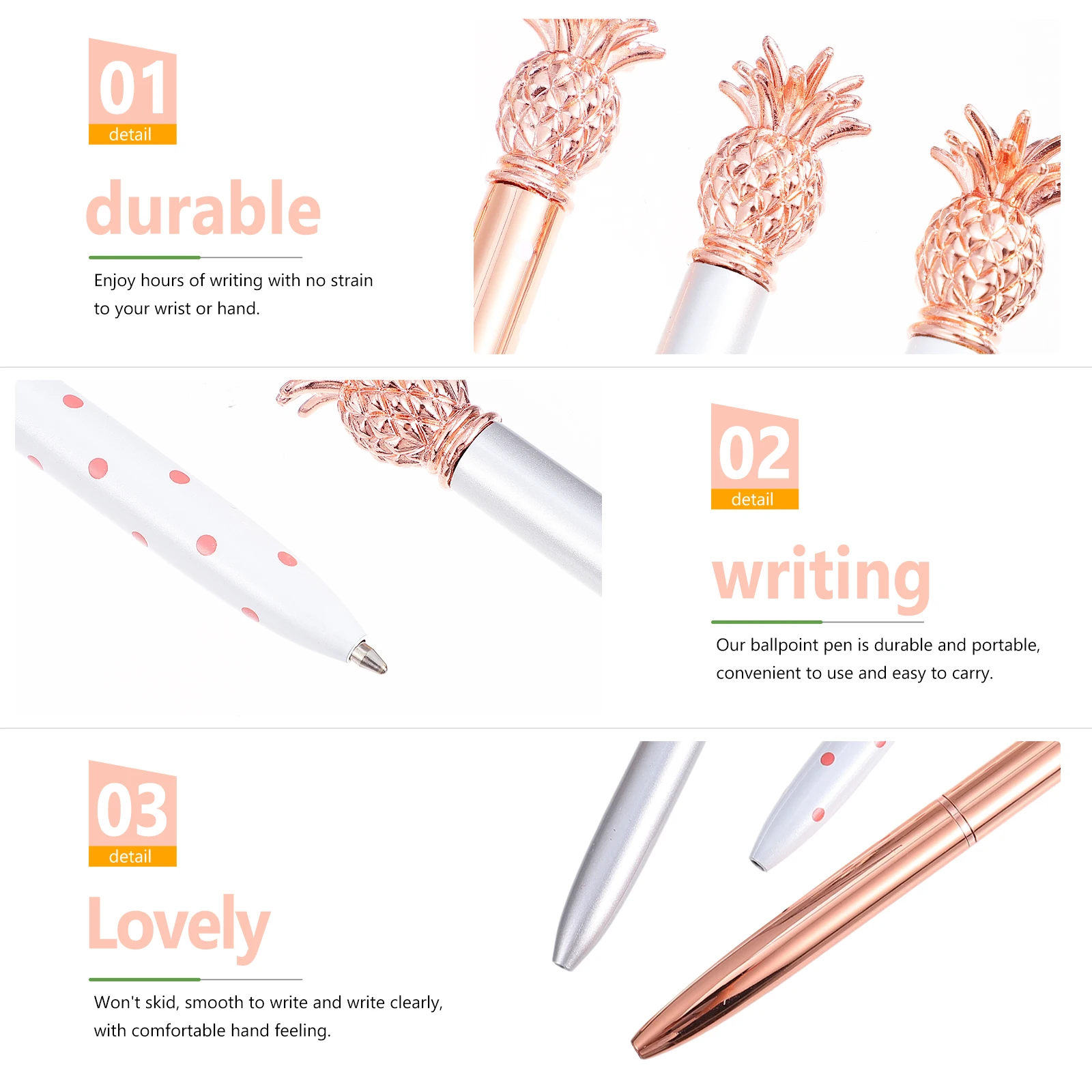 4pcs Metal Ballpoint Pen Pineapple Design Smooth Writing Quick-Dry Ink Portable Pens for Students School Office
4pcs Metal Ballpoint Pen Pineapple Design Smooth Writing Quick-Dry Ink Portable Pens for Students School Office