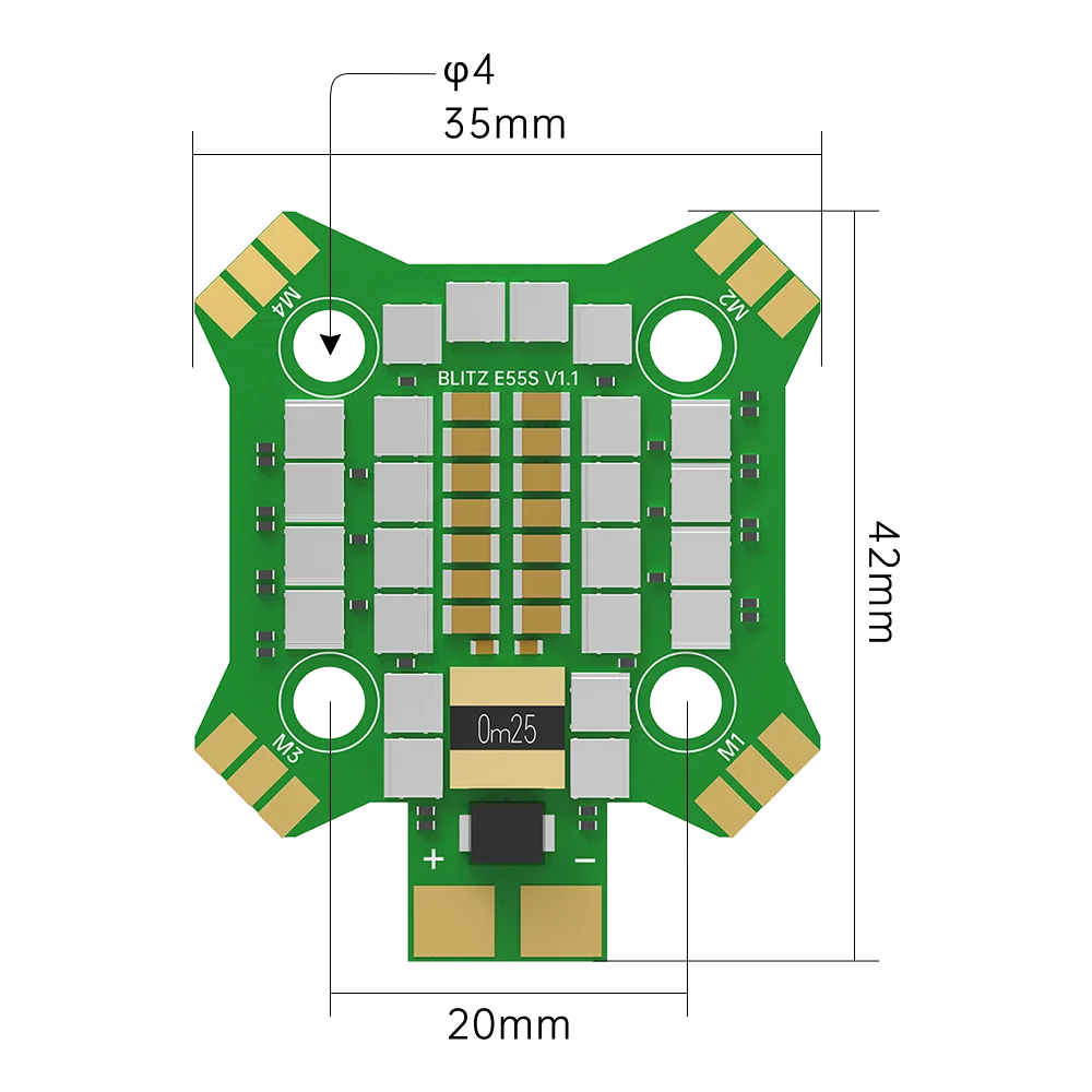 iFlight BLITZ Mini E55S 4-IN-1 ESC 2-6S with 20*20mm Mounting Hole for Racing FPV Parts
iFlight BLITZ Mini E55S 4-IN-1 ESC 2-6S with 20*20mm Mounting Hole for Racing FPV Parts