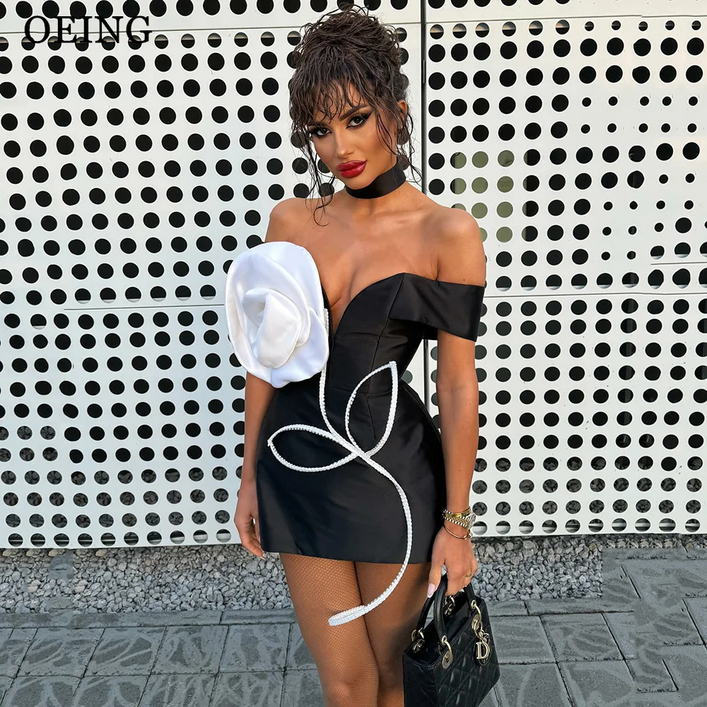 OEING Sexy Off The Shoulder Black And White Party Dress Mini Satin Cocktail Prom Dress Floral Women Event Gown Vestido De Gala
OEING Sexy Off The Shoulder Black And White Party Dress Mini Satin Cocktail Prom Dress Floral Women Event Gown Vestido De Gala